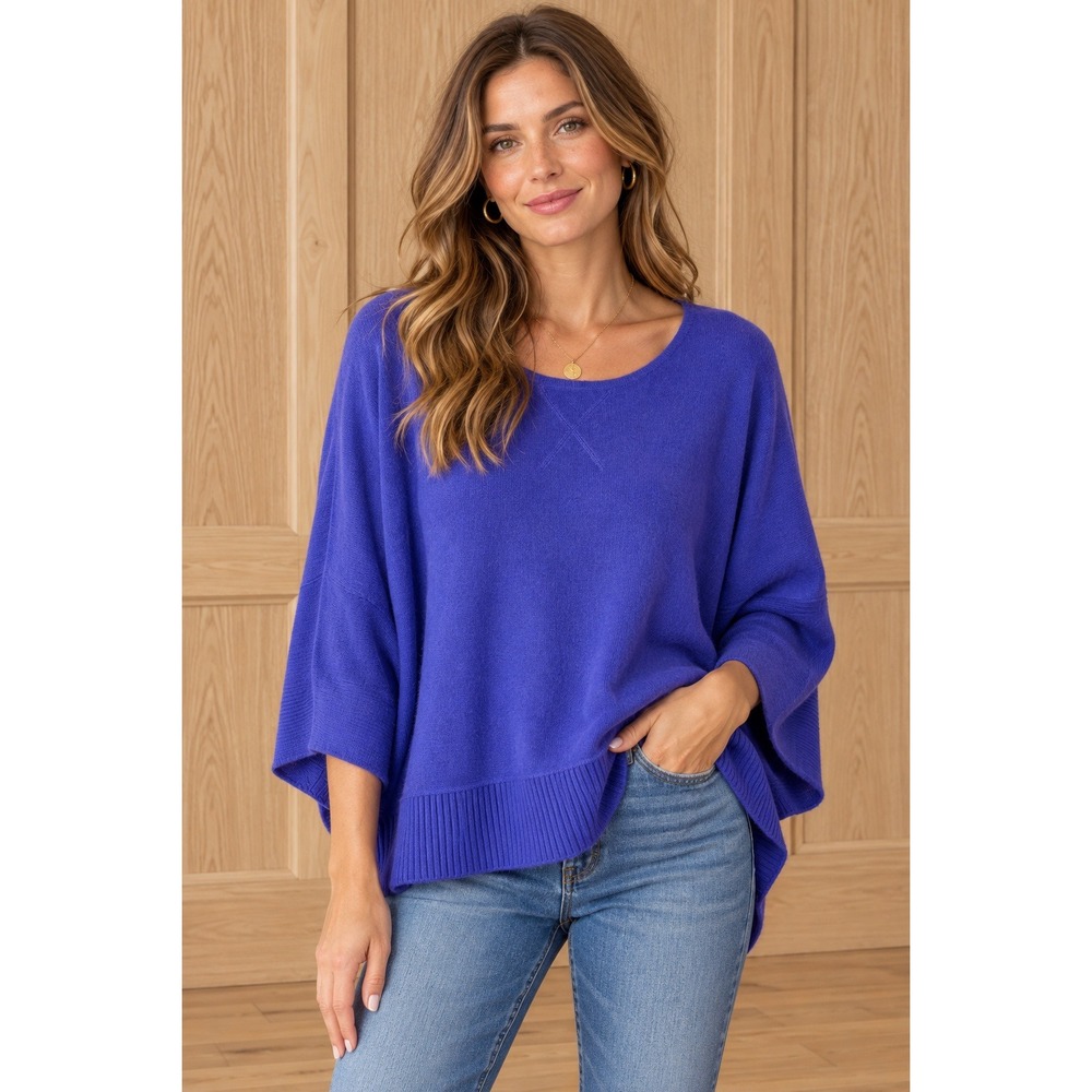 Tyler Boe Womens 100% Cashmere Oversized Batwing Sweater Purple Size Large